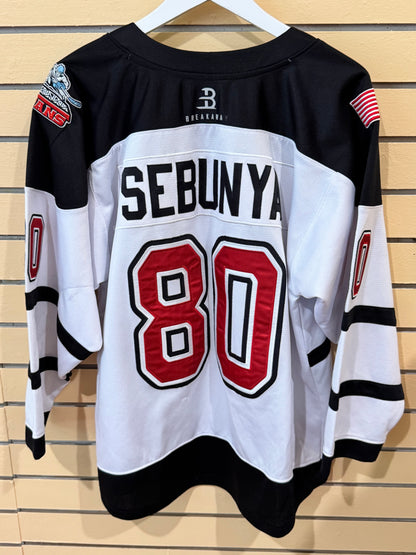 Official White New Jersey Titans Game Jersey Number 80 Sebunya size small