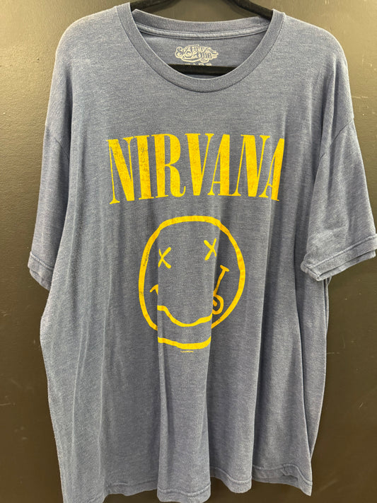 Nirvana band blue marled short-sleeve t-shirt size xl