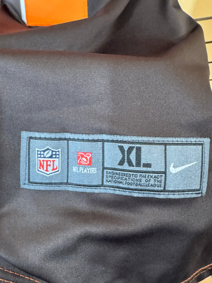 Nike Cleveland Browns #54 brown home game jersey size XL orange and white block letters and "Dawg Pound" in collar