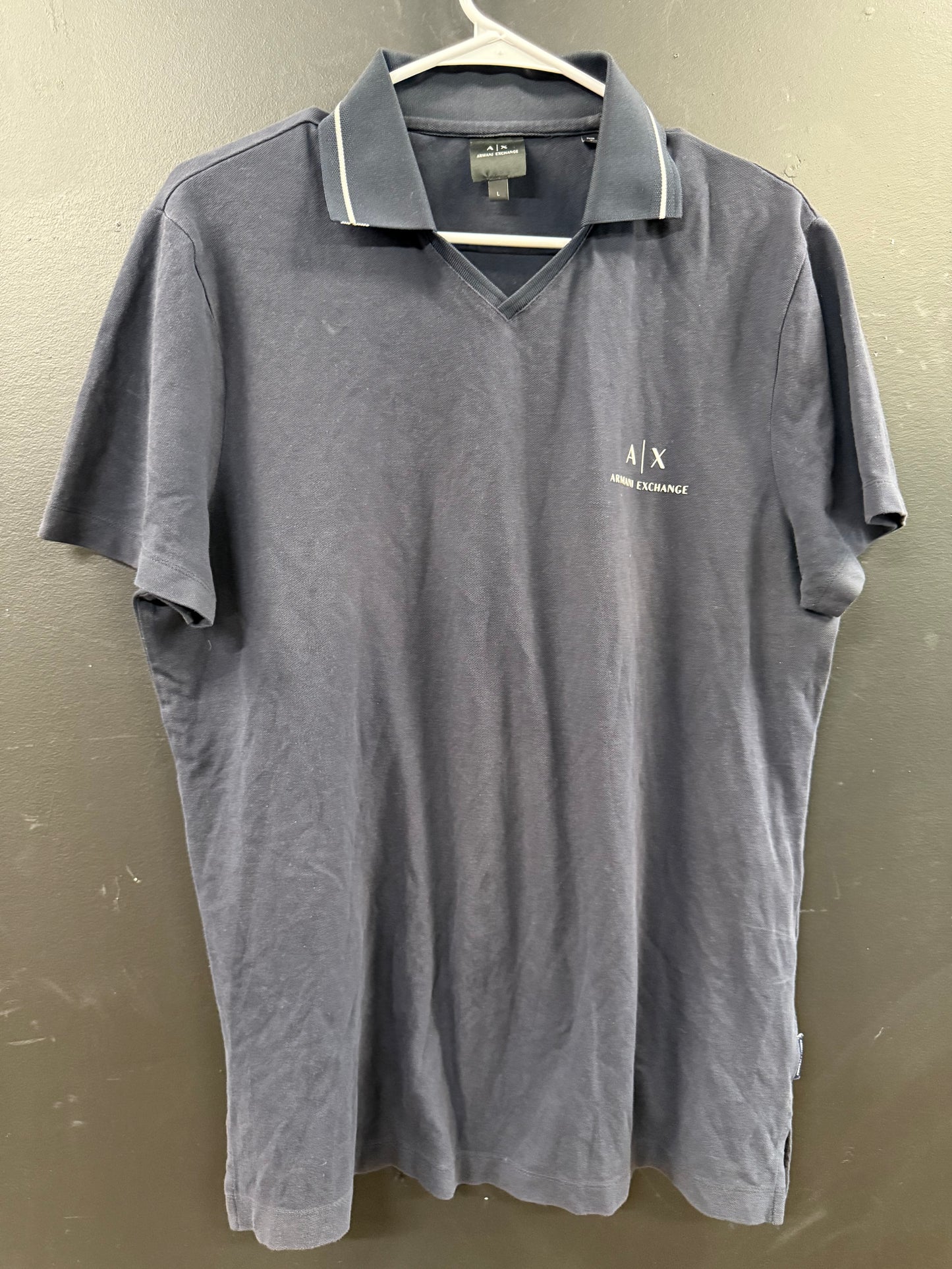 dark navy blue Armani Exchange short-sleeve polo shirt size large