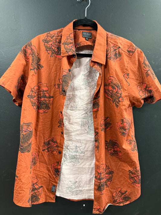 Vintage Guess Men's Short Sleeve Luxe Vinyl Album Floral Shirt size medium
