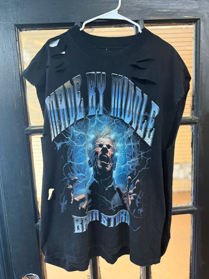 Vintage Black Sleeveless graphic t-shirt size 2XL "Made by Middle.