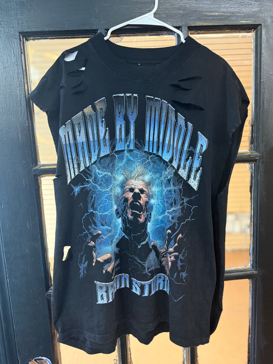 Vintage Black Sleeveless graphic t-shirt size 2XL "Made by Middle.