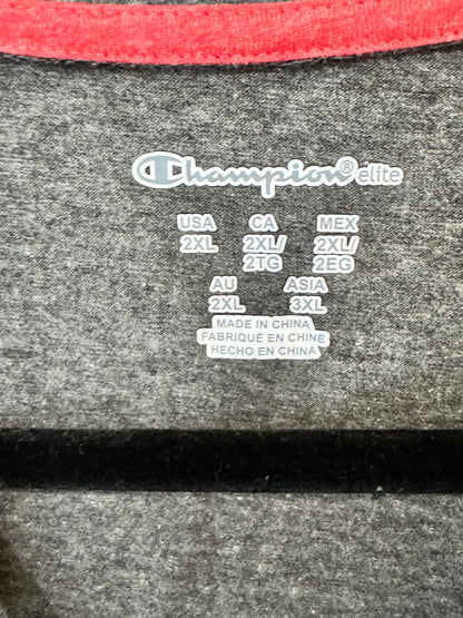 Champion branded gray Heathered Impact Poly t-shirt size 2xl featuring a "Georgia Bulldogs" graphic.