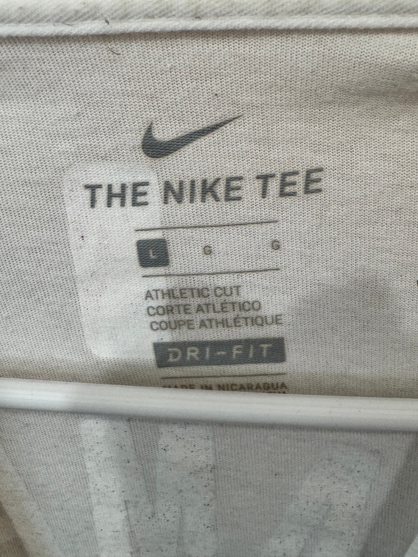 White Nike Los Angeles Lakers LeBron James #23 Dri-FIT NBA name number t-shirt size large