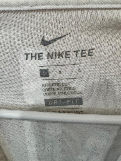 White Nike Los Angeles Lakers LeBron James #23 Dri-FIT NBA name number t-shirt size large