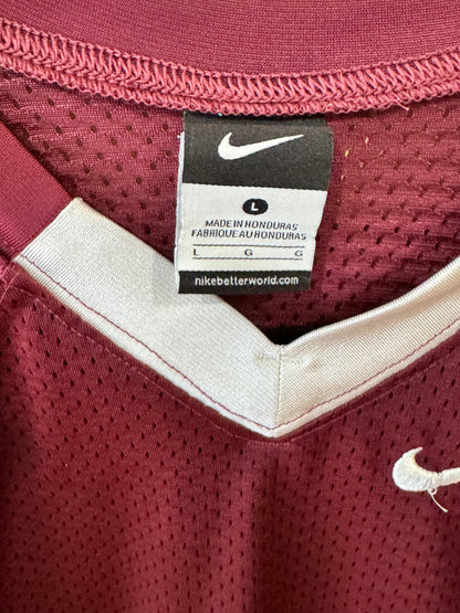 Nike Team Open Field football practice mesh jersey Maroon and white V-neck collar size large