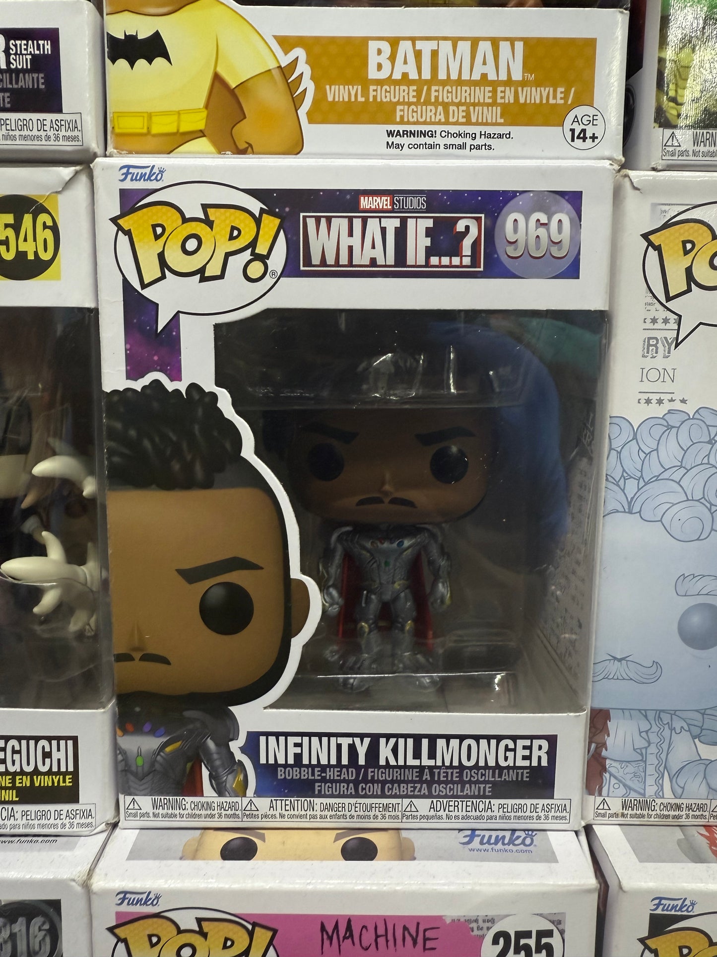 Funko Pop! Marvel Studios What If...? Infinity Killmonger vinyl figure, specifically numbered #969.