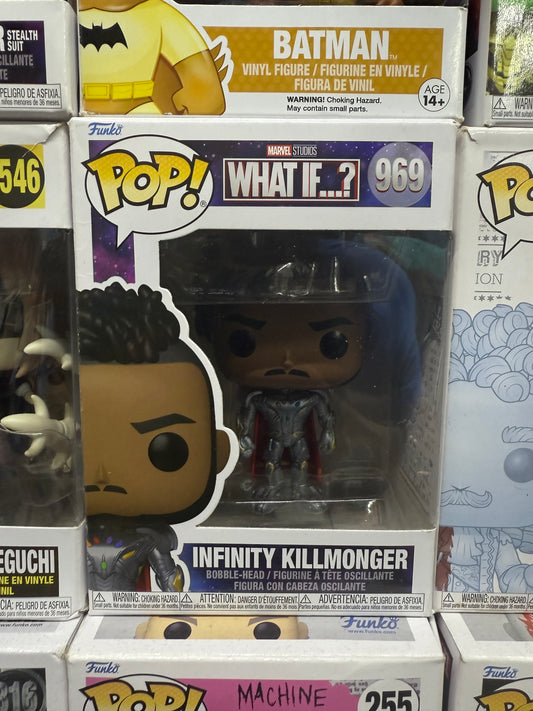 Funko Pop! Marvel Studios What If...? Infinity Killmonger vinyl figure, specifically numbered #969.