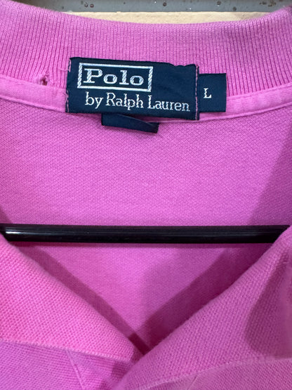 Pink Polo Ralph Lauren size large cotton mesh polo classic collar, short sleeves embroidered pony logo on the chest