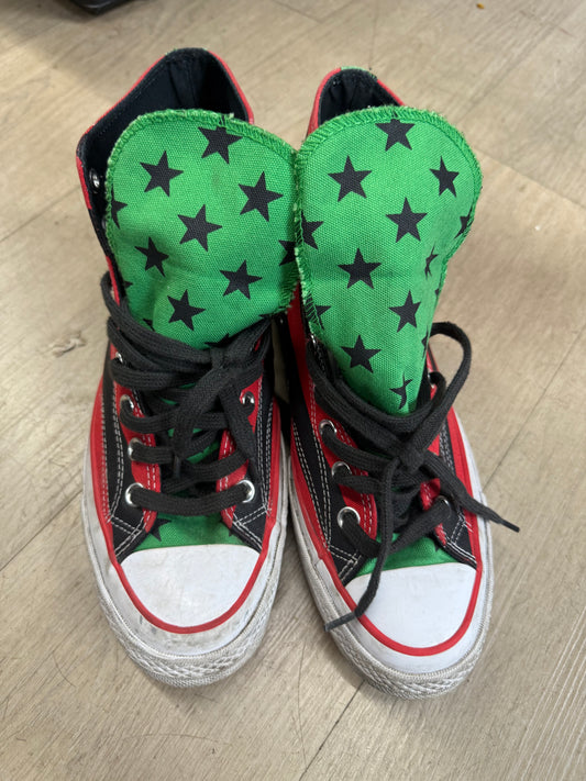 Converse x Denim Tears Chuck 70 High sneakers size 9 featuring a distinct Pan-African flag