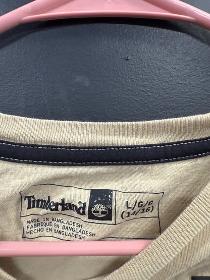 Beige Timberland short-sleeve graphic T-shirt size large