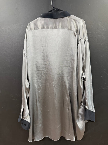 Vintage Milano Gray shiny long-sleeve button-down shirt size 20 34/35 (Collezione Milano).