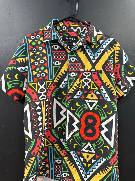 Reason men's short-sleeve button-up shirt size medium