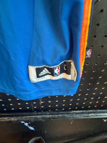 Adidas Russell Westbrook Oklahoma City Thunder jersey featuring his number "0" and name "Westbrook". Size large