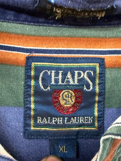 Vintage Chaps Ralph Lauren blue and green striped button-down shirt size xl