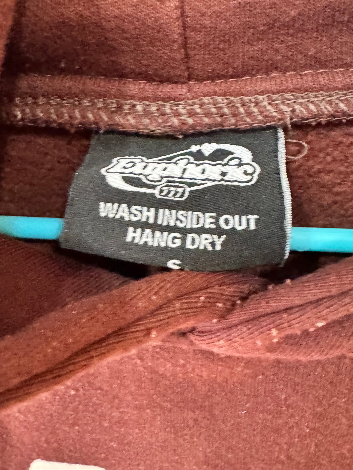 Euphoric777 maroon hoodie size small features a "Mental Health Matters" graphic with a phone number on the front.