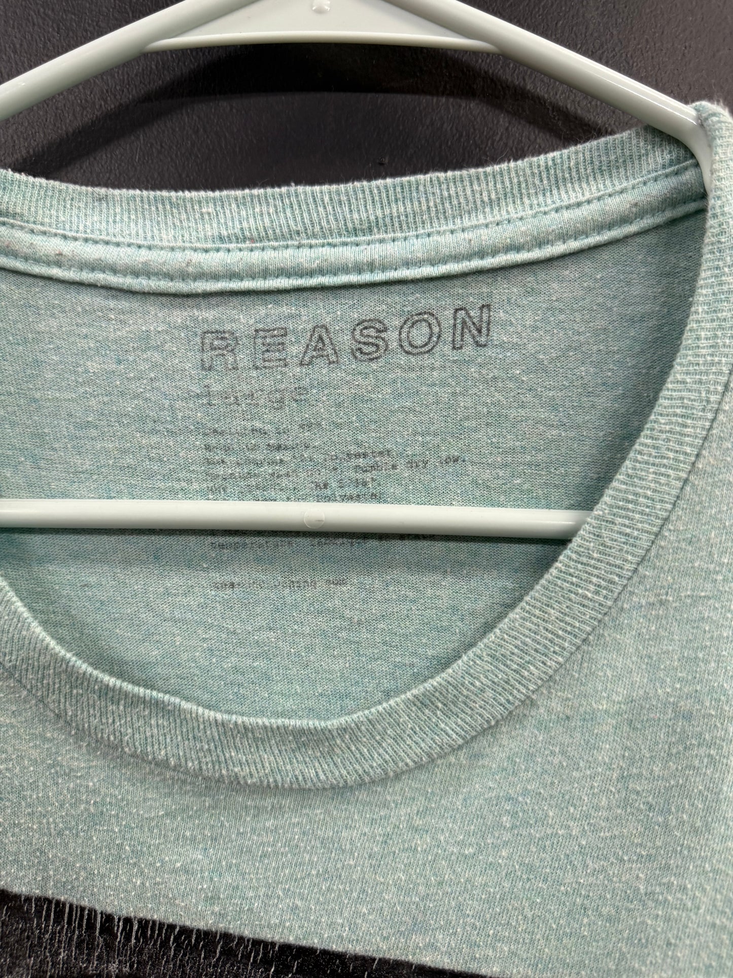 Light Blue Reason Clothing "Self Made Self Paid" graphic t-shirt size large