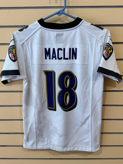 White Nike Baltimore Ravens #18 game jersey size youth medium Jeremy Maclin