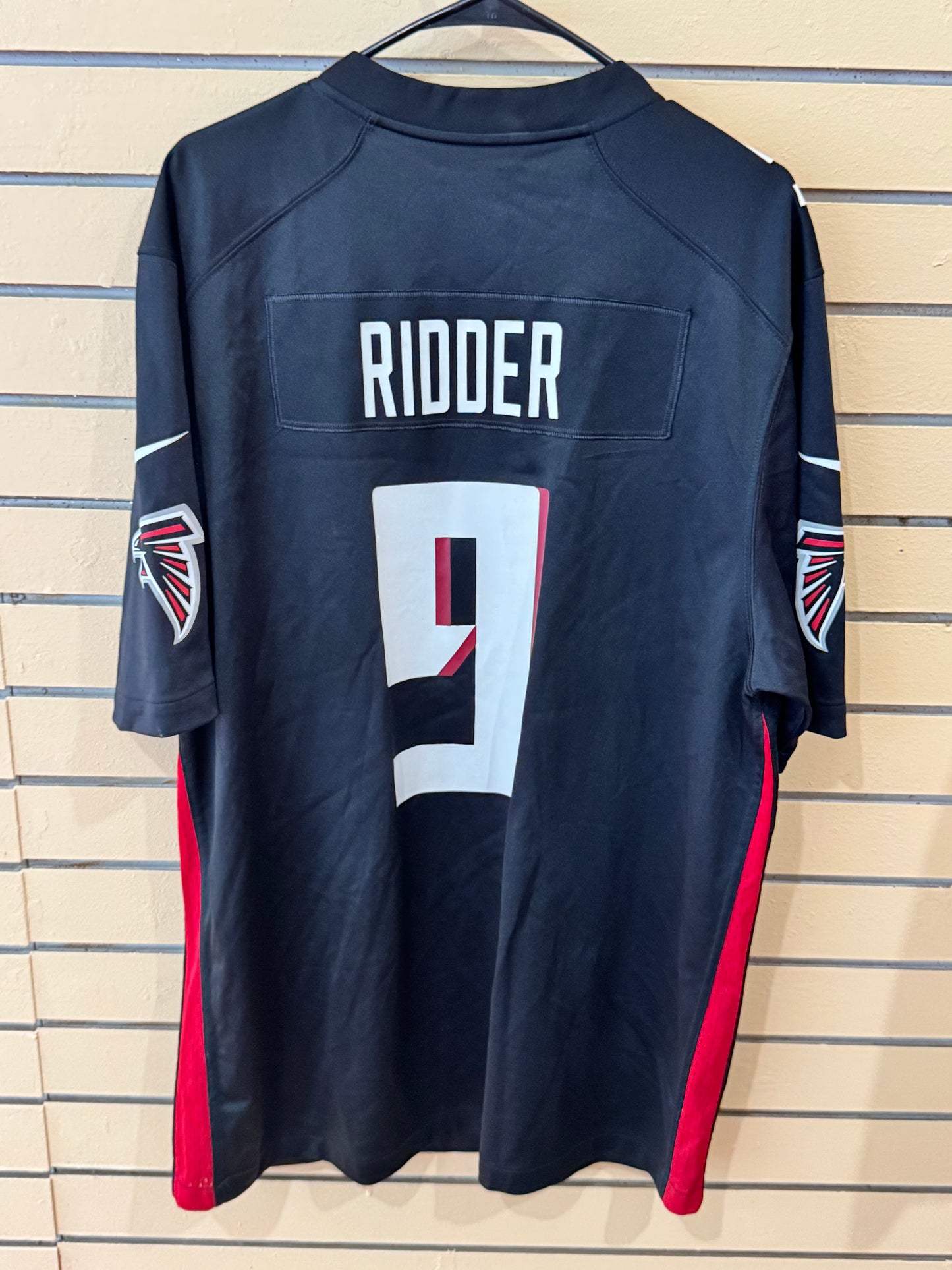 Official Nike Atlanta Falcons Desmond Ridder #9 Game Jersey size XL black screen-printed name and numbering.
