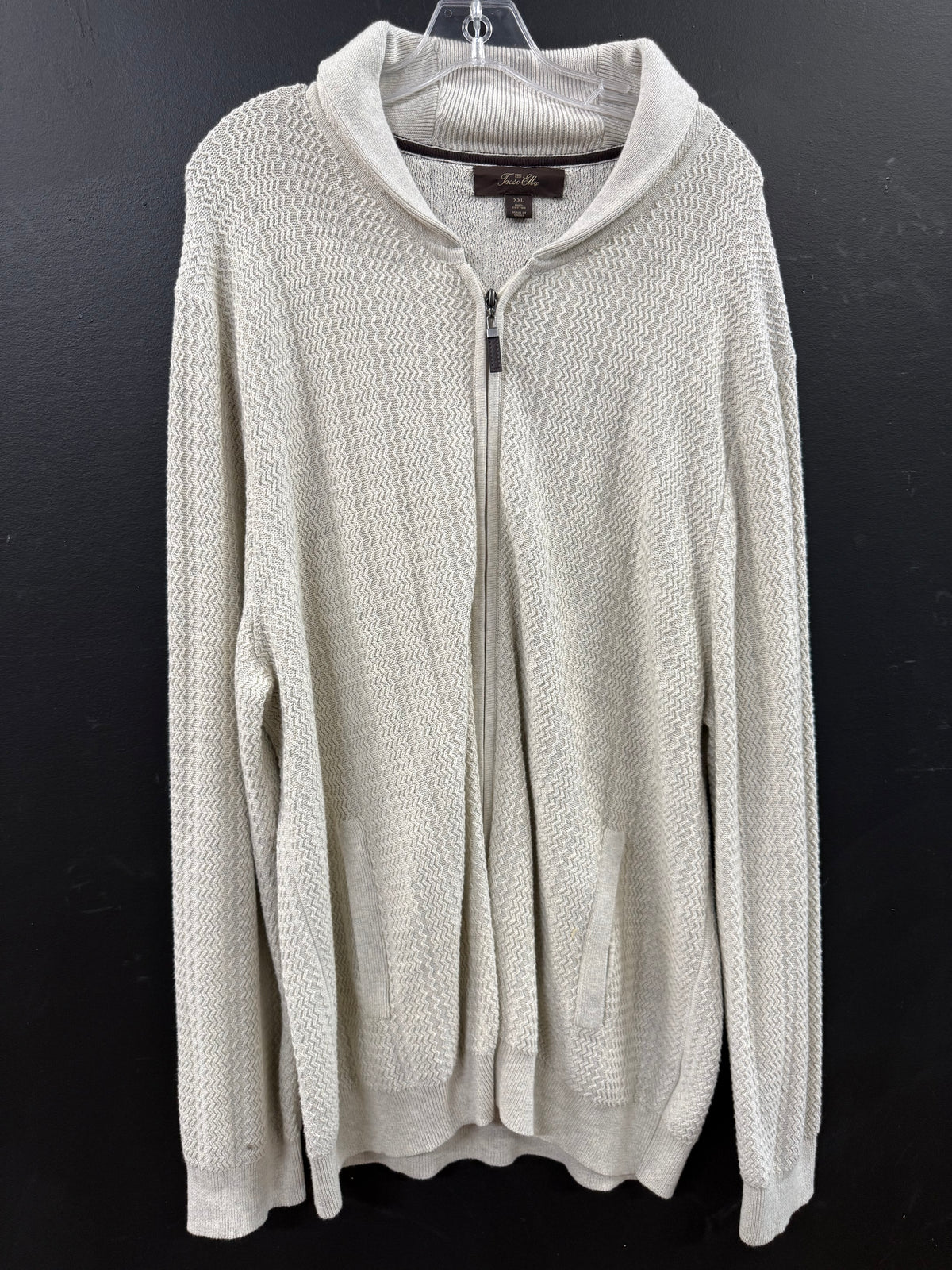 Tasso Elba Light Gray full-zip cardigan size 2XL