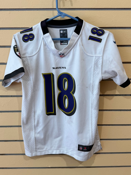 White Nike Baltimore Ravens #18 game jersey size youth medium Jeremy Maclin