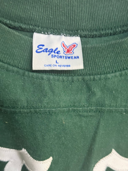 Dark Green Vintage-style Athletic Jersey size large featuring "IS CHAUTAUQUA"