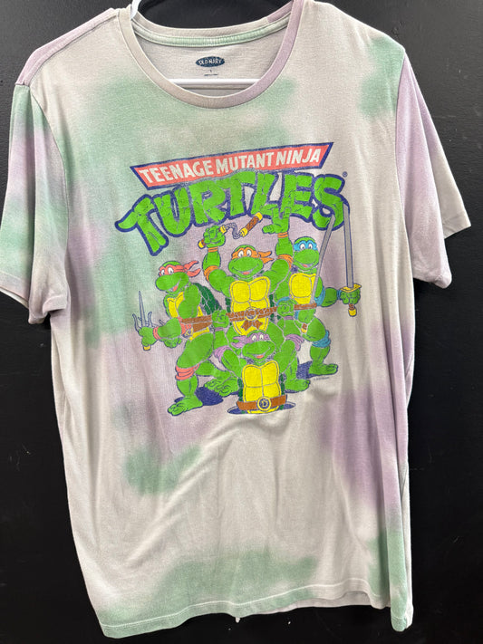 Old Navy pastel green and purple tie-dye Teenage Mutant Ninja Turtles graphic t-shirt size large