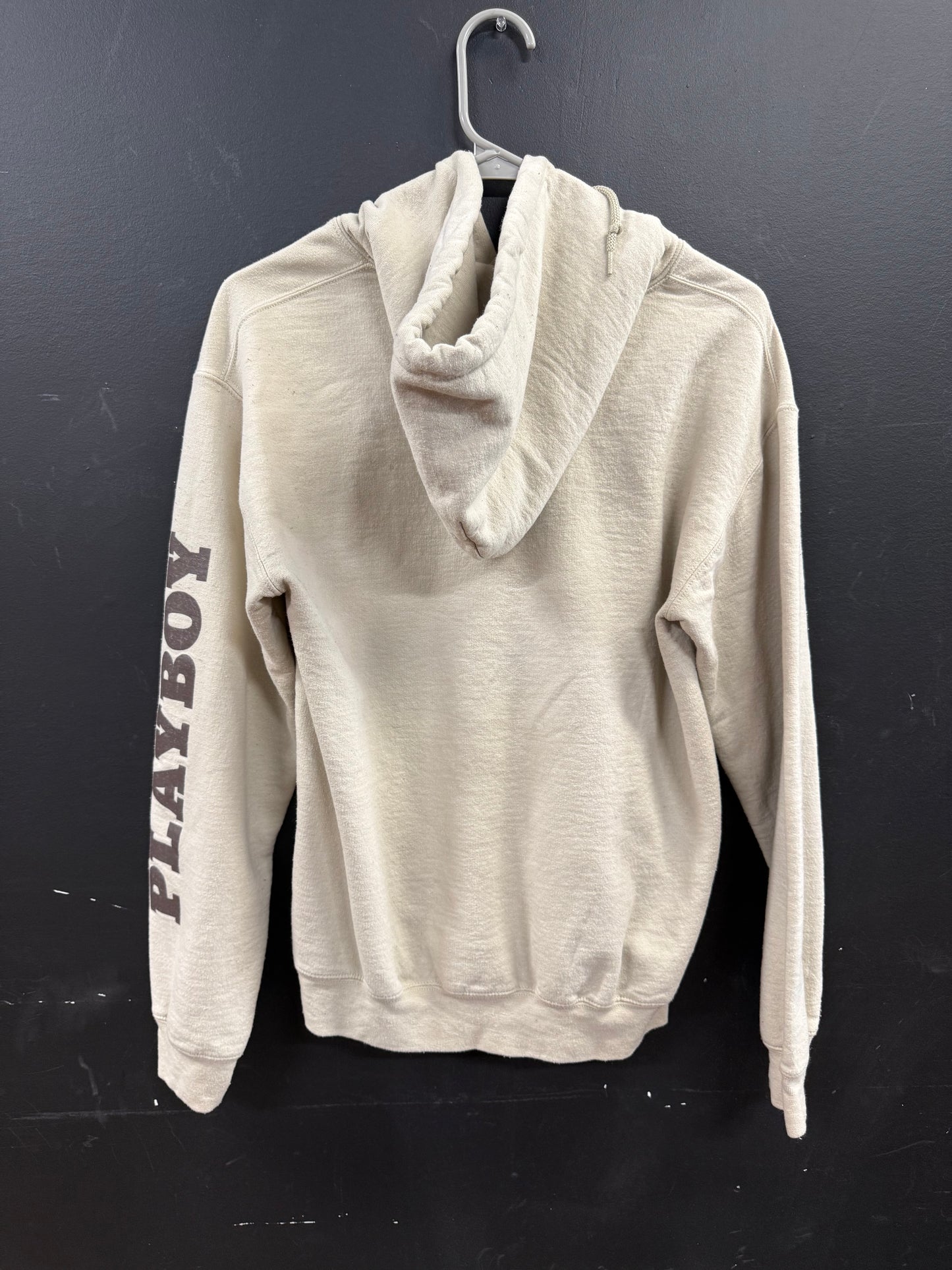 Cream Pullover Hoodie pop-art style Playboy bunny graphic size small
