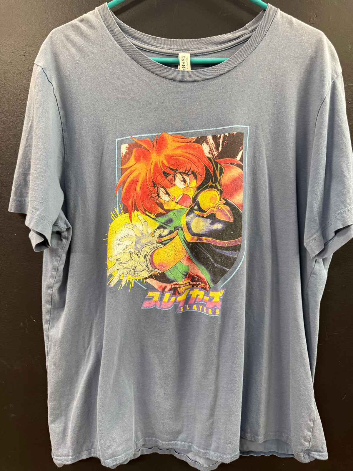 Light Blue Graphic t-shirt size xl featuring character Lina Inverse from the classic 1990s anime series The Slayers