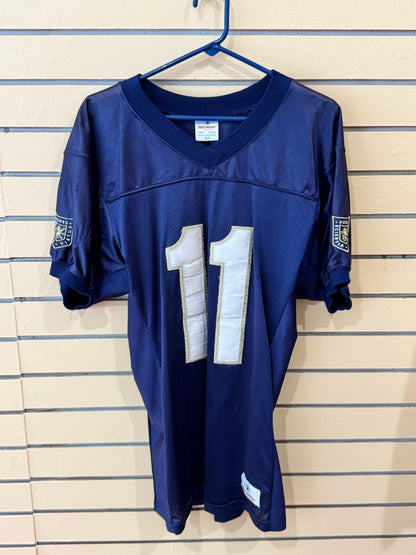 Navy blue and white Rawlings Providence Academy football jersey size youth small number 11