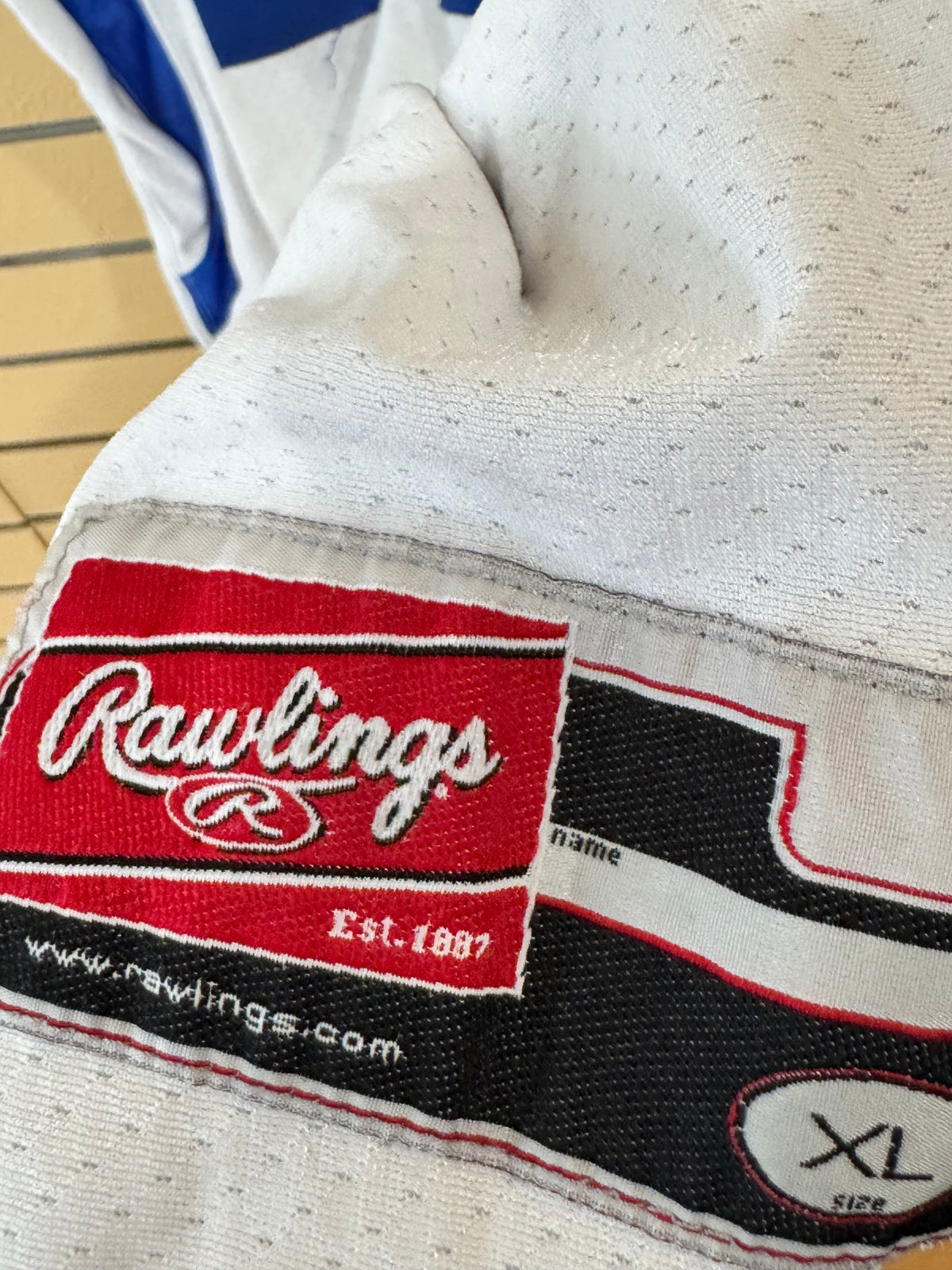 White Rawlings "Pal Colts" football jersey in youth size XL blue number 72