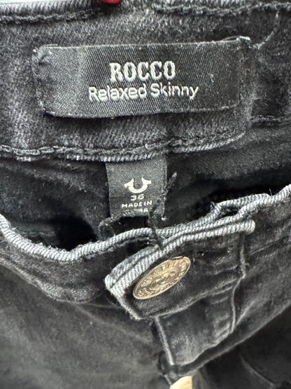 Black Washed True Religion Denim Rocco Relaxed Skinny Jeans size 36
