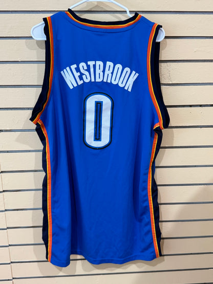 Blue Adidas Russell Westbrook Oklahoma City Thunder youth swingman jersey size large