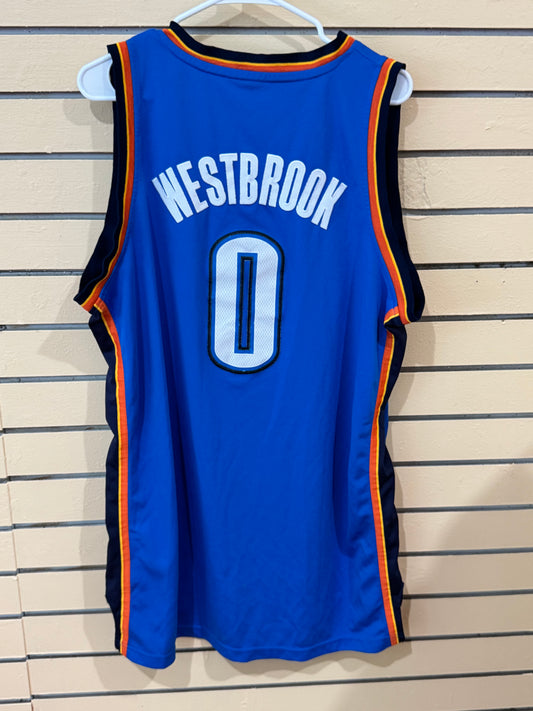 Blue Adidas Russell Westbrook Oklahoma City Thunder youth swingman jersey size large
