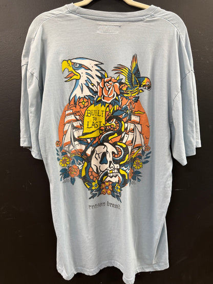 Light Blue Reason Brand "Built to Last" graphic t-shirt size xl