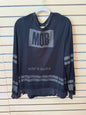 Black mesh long-sleeve top "MOB" graphic t-shirt