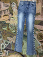 True Religion Distressed Blue Denim Ricky Relaxed Straight Straight-Leg size 30 Jeans with White Side Lacing