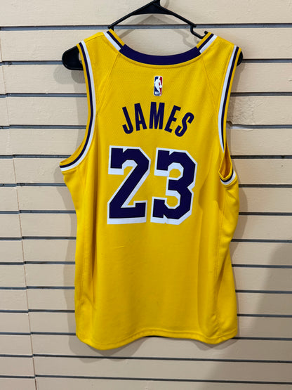 Nike Los Angeles Lakers LeBron James #23 Icon Edition Swingman Jersey size 48 large gold purple