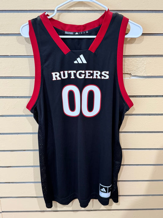 official Men's Adidas Rutgers Scarlet Knights #00 Black Replica Swingman Basketball Jersey size medium
