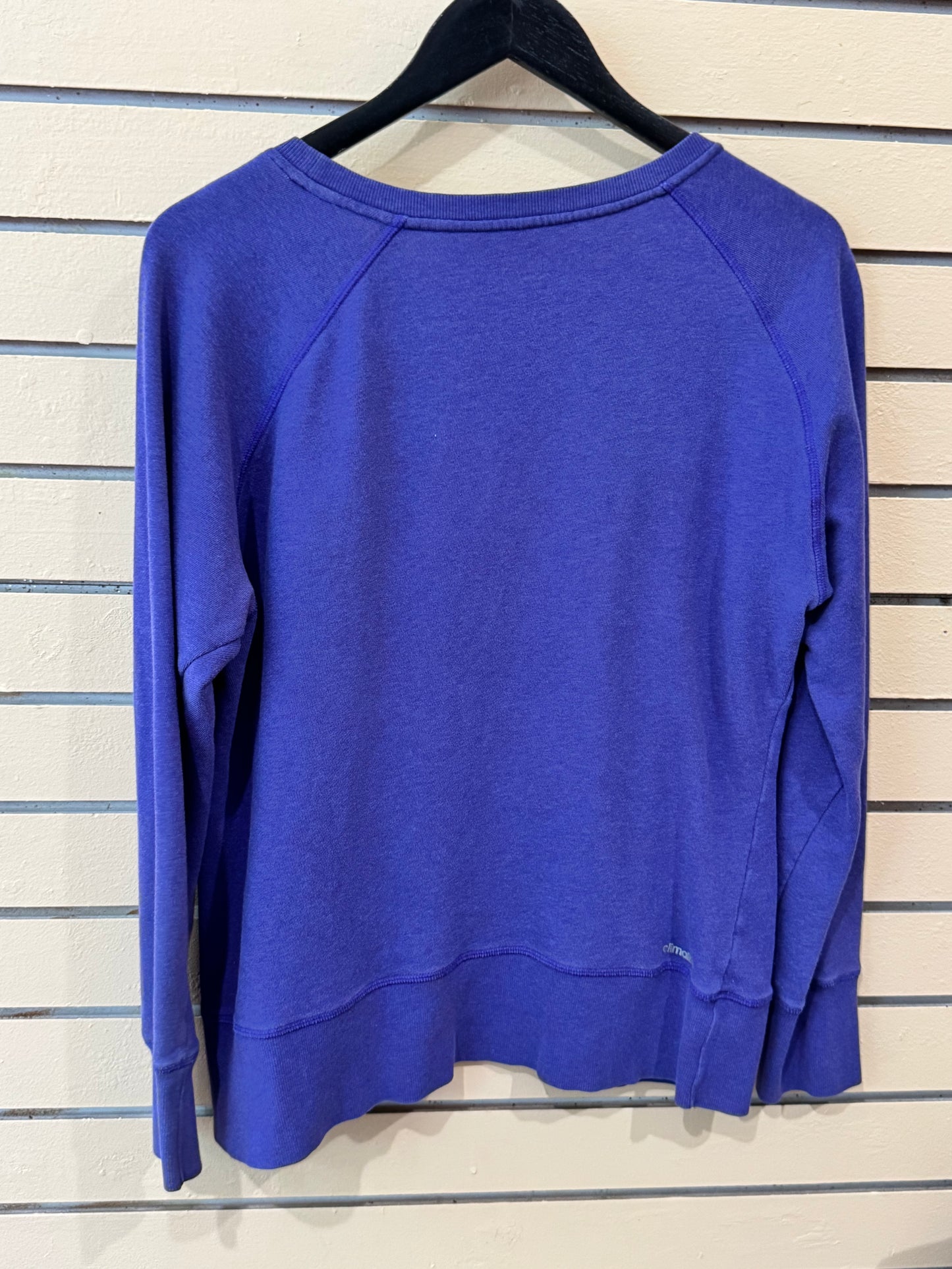 Adidas purple and neon crewneck sweatshirt size large featuring a prominent neon green logo