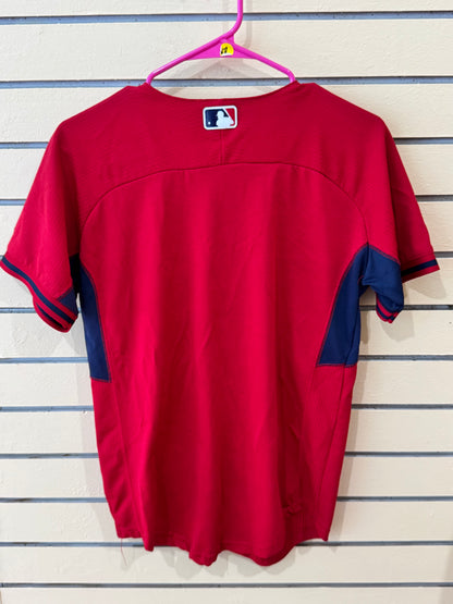 Majestic Athletic youth Boston Red Sox red alternate button-down baseball jersey size youth large