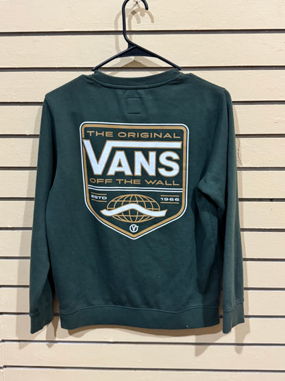 dark green Vans sweatshirt size medium "Off the Wall" logo patch on the back