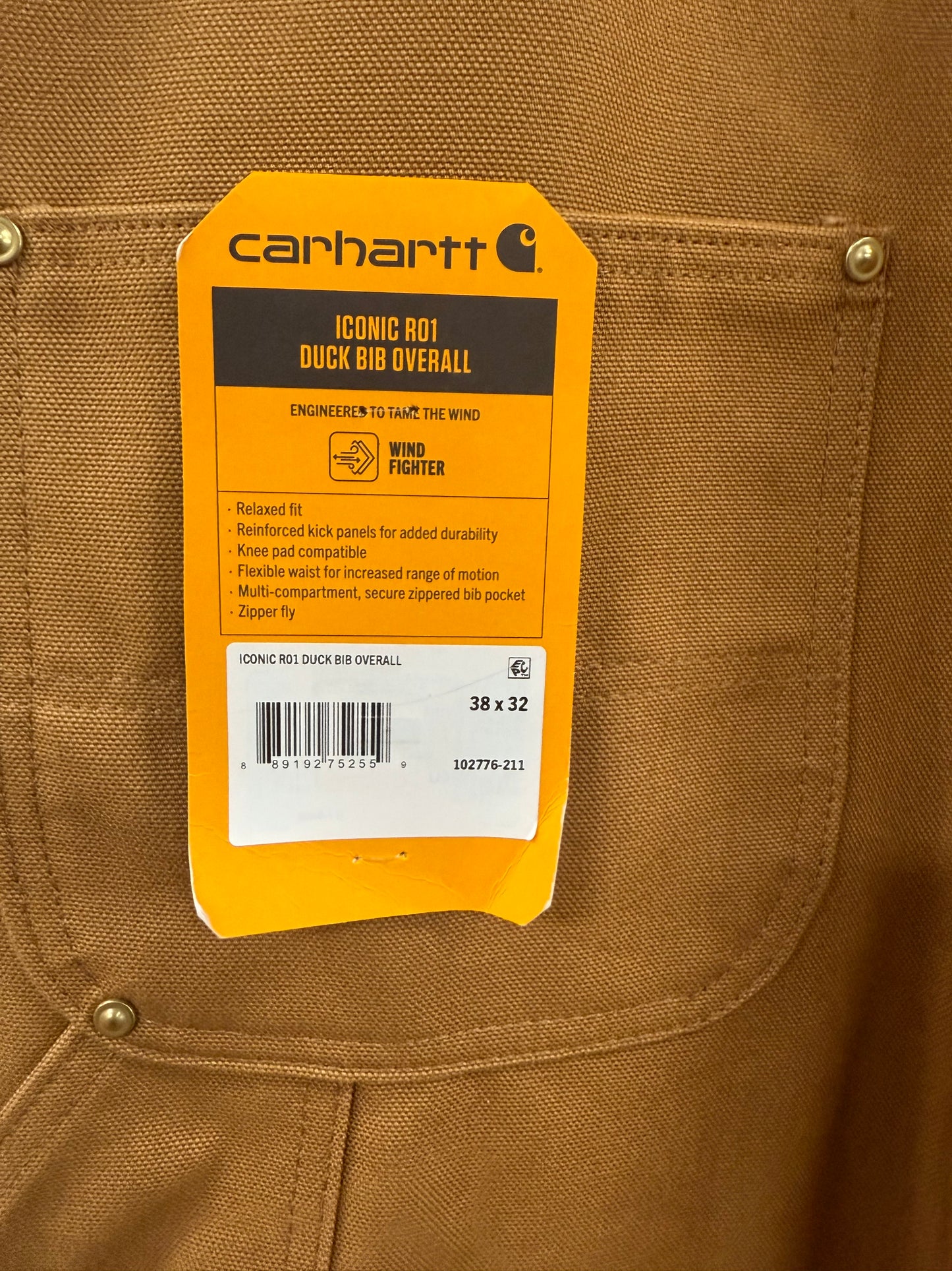 Vintange brown Carhartt duck canvas bib overalls size 38x32