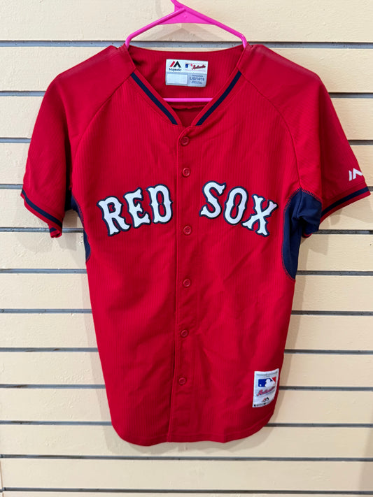 Majestic Athletic youth Boston Red Sox red alternate button-down baseball jersey size youth large