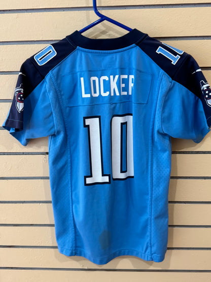 Nike Tennessee Titans Jake Locker #10 player football jersey size youth medium light blue