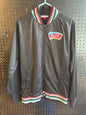 Mitchell & Ness San Antonio Spurs NBA jacket featuring a black finish and teal, pink, and white ribbed trim size large