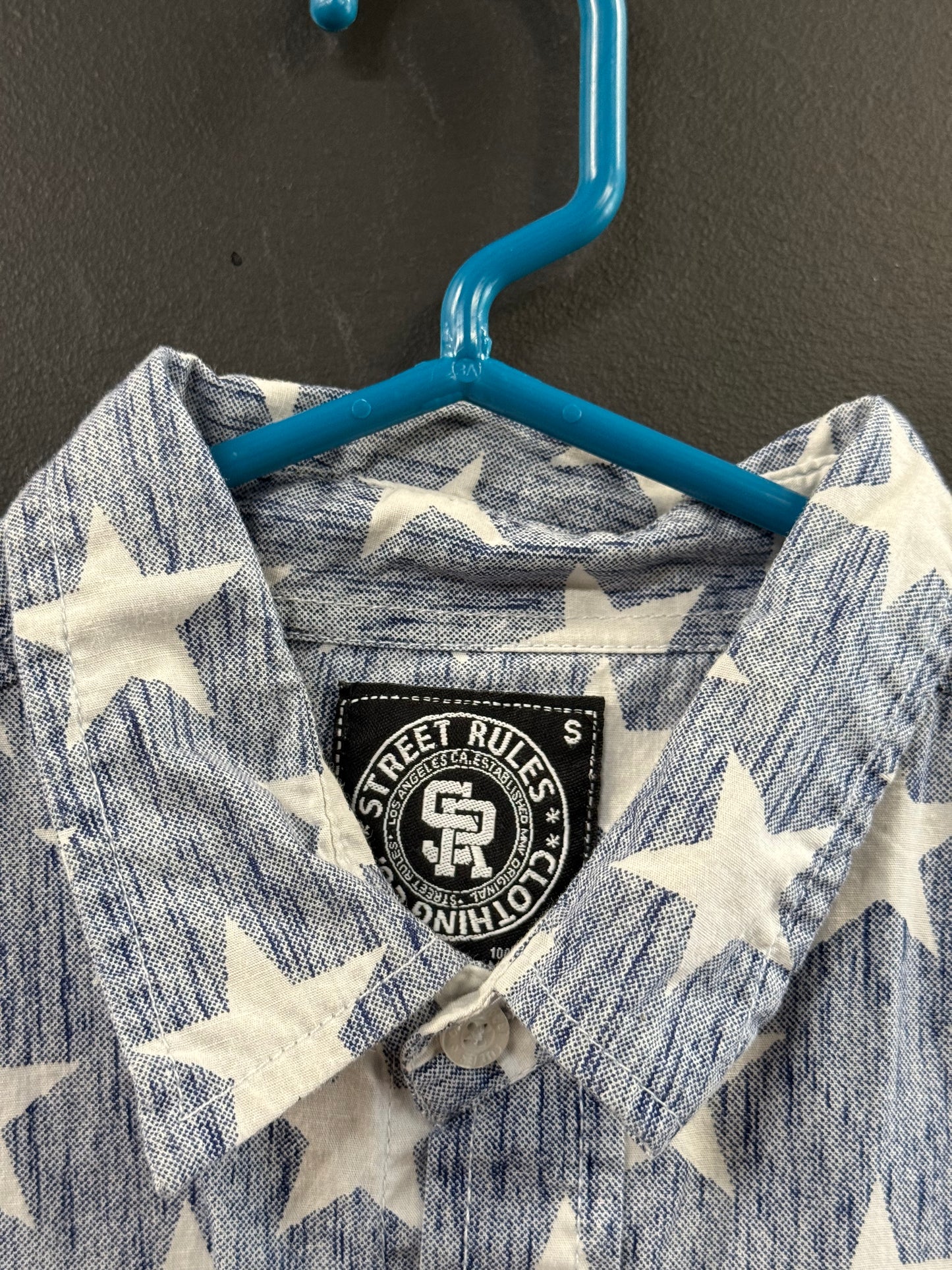 Street Rules Clothing Co. blue short-sleeve button-down shirts size small