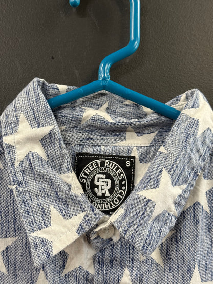 Street Rules Clothing Co. blue short-sleeve button-down shirts size small