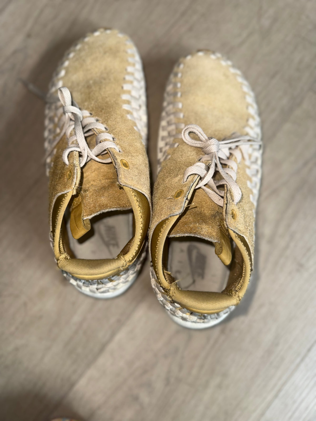 Nike Air Footscape Woven Chukka QS "Hairy Suede" sneakers in the "Flat Gold" colorway size 8
